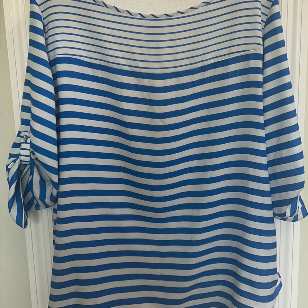 New York & Company Blue and White Striped Top